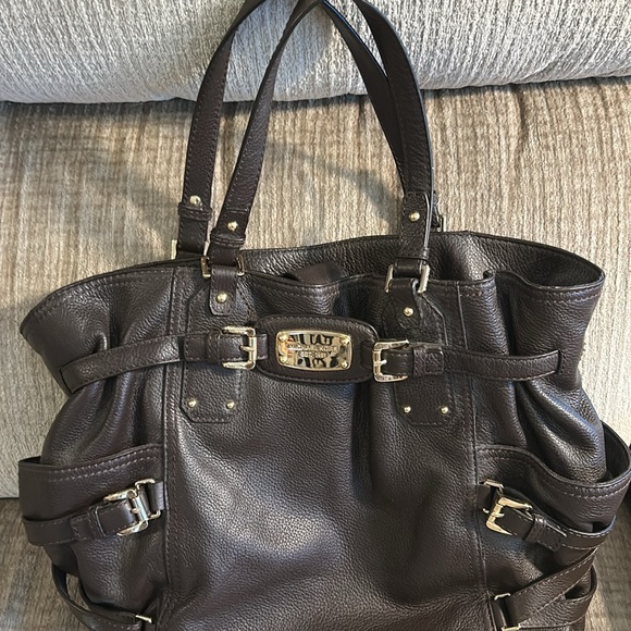 Michael Kors Gansevoort brown buckle detail tote all leather 15 x 11 - Picture 1 of 9